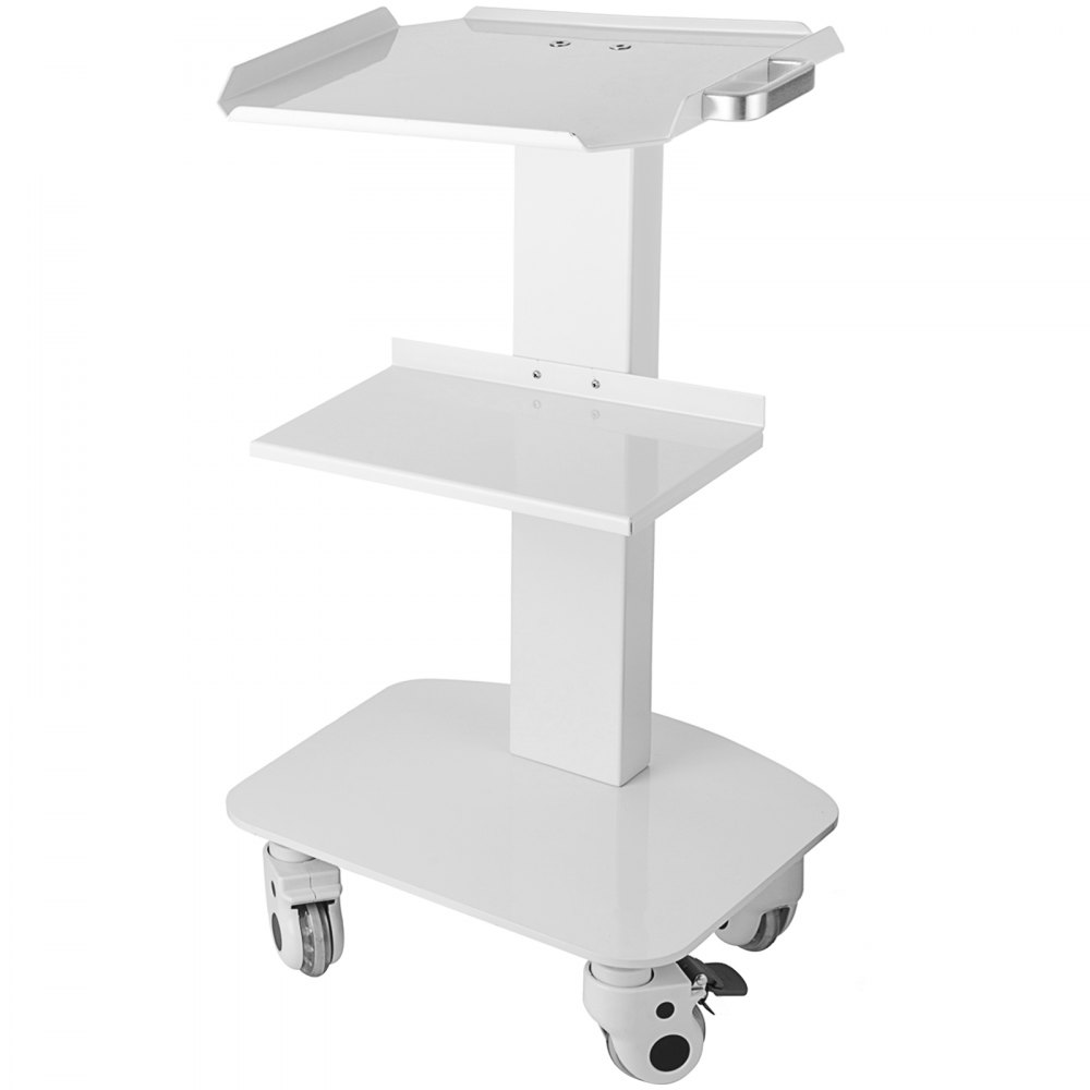 VEVOR 3-lags Lab Medical Cart Hvid Rullevogn Lab Medical Equipment Cart Trolley Utility Cart