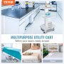 VEVOR 3-Layer Lab Medical Cart White Rolling Cart Lab Medical Equipment Cart Trolley Utility Cart