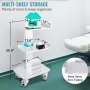 VEVOR 3-Layer Lab Medical Cart Valkoinen Pyörivä Kärry Lääketieteellisten laitteiden laboratoriovaunu Kärry Utility Cart