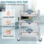 VEVOR 3-Layer Lab Medical Cart Stainless Steel Rolling Cart Lab Medical Equipment Cart Trolley for Lab Hospital Clinics