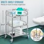 VEVOR Lab Rolling Cart 3 Shelves Shelf Stainless Steel Rolling Cart Catering Dental Utility Cart Commercial Wheel Dolly Restaurant Dinging Utility Services (23.4" x 15.6" x 33.2")