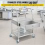 VEVOR Utility Cart with Wheels Rolling Cart Commercial Wheel Dental Lab Cart Utility Services with 3 Shelves Shelf Stainless Steel (3 Shelves/ 1 Drawer)