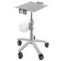 VEVOR mobile trolley cart with adjustable tray, wire basket, and swivel casters.