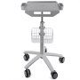 VEVOR mobile trolley cart with adjustable height, basket, and cup holders on wheels.
