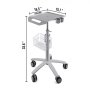 VEVOR mobile trolley cart with side basket and dual cup holders, height 33.6 inches.