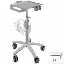Carrinho médico de laboratório vevor carrinho móvel de rolamento altura ajustável com cesta de laboratório carrinho de equipamentos médicos de laboratório carrinho móvel de mesa