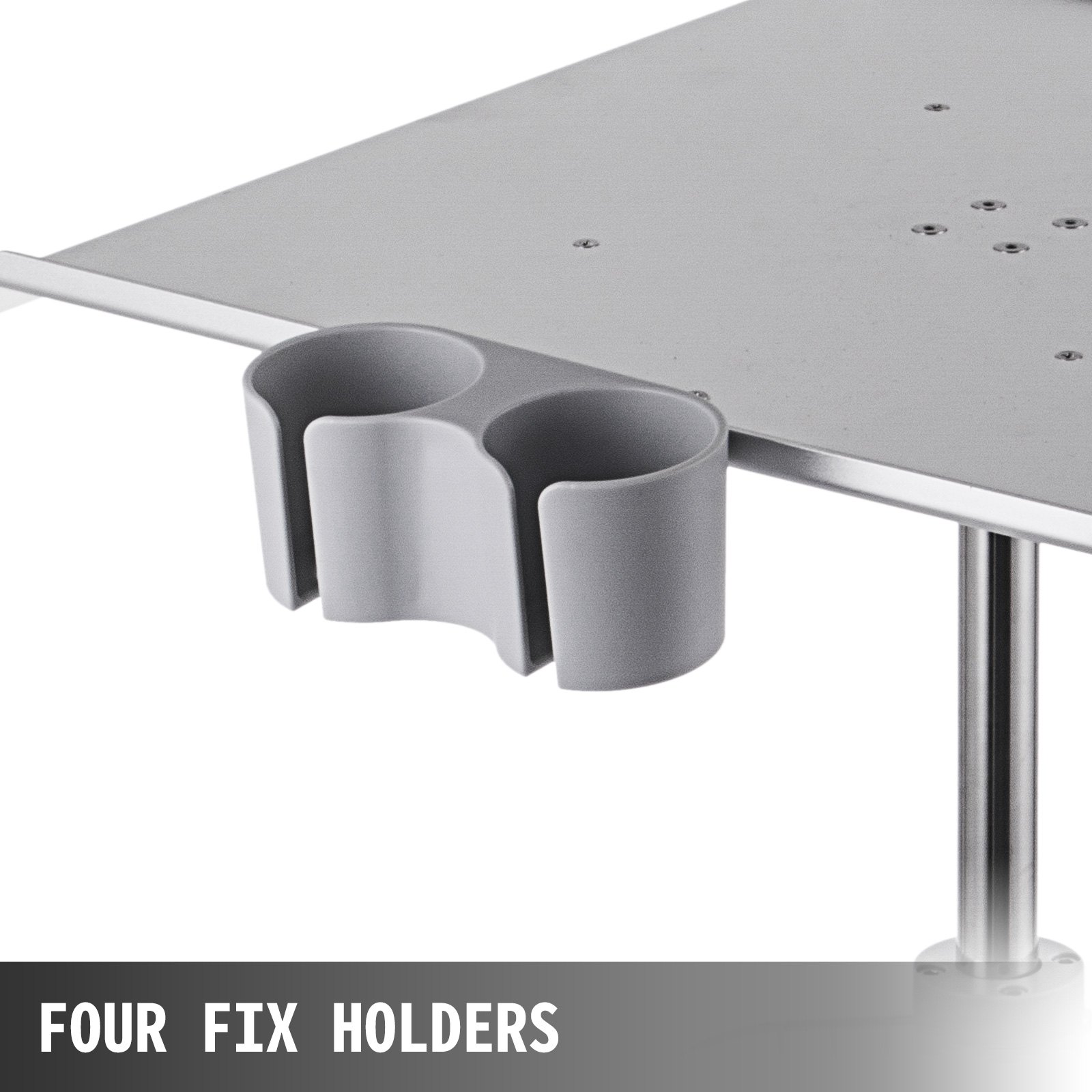 gray VEVOR mobile trolley cart with four fix holders attached to the side platform.