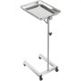 stainless steel VEVOR lab cart with wheels and adjustable height tray.