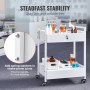 VEVOR Lab Cart, 2 Tiers Stainless Steel Utility Cart, Medical Cart with 2 Drawers, Rolling Lab Cart White Paint, Serving Cart with Swivel Casters for Laboratory, Hospital, Dental, Salon and Beauty