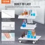 VEVOR Lab Trolley, 3-Layer Rolling Lab Cart, Metal Mobile Trolley with Swivel Wheels, Tray Rolling Clinic Cart 100 kg Weight Capacity, for Lab, Clinic, Beauty and Salon