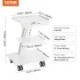 VEVOR Lab Trolley, 3-Layer Rolling Lab Cart, Metal Mobile Trolley with Swivel Wheels, Tray Rolling Clinic Cart 100 kg Weight Capacity, for Lab, Clinic, Beauty and Salon