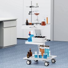 VEVOR Lab Trolley, 3-Layer Rolling Lab Cart, Metal Mobile Trolley with Swivel Wheels, Tray Rolling Cart Clinic Cart 220 lbs Weight Capacity, for Lab, Clinic, Beauty and Salon