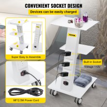 VEVOR Trolley Cart Dental Lab Trolley Steel Mobile Rolling Serving Cart 3 Layers