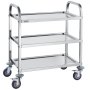 VEVOR Stainless Steel Cart, 3 Layers Lab Utility Cart 400 lbs Weight Capacity, Medical Cart with Lockable Universal Wheels, for Lab, Clinic, Kitchen, Salon