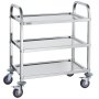 VEVOR Stainless Steel Cart, 3 Layers Lab Utility Cart 181 kg Weight Capacity, Medical Cart with Lockable Universal Wheels, for Lab, Clinic, Kitchen, Salon