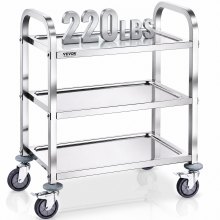 VEVOR Stainless Steel Cart, 3 Layers Lab Utility Cart 181.4kg Weight Capacity, Medical Cart with Lockable Universal Wheels, for Lab, Clinic, Kitchen, Salon