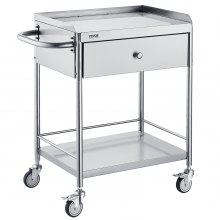 VEVOR Medical Cart, 2 Layers Stainless Steel Cart 220 lbs Weight Capacity,  Lab Utility Cart with 360° Silent Wheels and a Drawer for Lab, Clinic, Kitchen, Salon