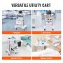 VEVOR 2 Tiers Lab Carts Mobile Medical Cart with 1 Drawer & 1 Top Tray White