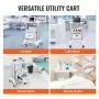 VEVOR 2 Tiers Lab Carts, Lab Utility Cart with 1 Drawer & 1 Top Tray, Mobile Medical Cart with ABS Material, Lab Rolling Cart with 4 Silent Wheels for Lab, Clinic, Hospital, Salon, White