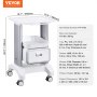 VEVOR 2 Tiers Lab Carts Mobile Medical Cart with 1 Drawer & 1 Top Tray White, Trolley Storage Cart with ABS Material, Lab Rolling Cart with 4 Silent Wheels for Lab, Clinic, Hospital, Salon, Office