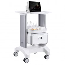 VEVOR 2 Tiers Lab Carts Mobile Medical Cart with 1 Drawer & 1 Top Tray White, Trolley Storage Cart with ABS Material, Lab Rolling Cart with 4 Silent Wheels for Lab, Clinic, Hospital, Salon, Office