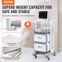 VEVOR 3 Tiers Lab Carts Mobile Medical Cart with 2 Drawers & 1 Top Tray White