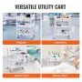 VEVOR 3 Tiers Lab Carts Mobile Medical Cart with 3 Trays & 3 Trash Cans White, Trolley Storage Cart with PP Material, Lab Rolling Cart with 4 Silent Wheels for Lab, Clinic, Hospital, Salon, Office