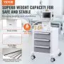 VEVOR 4 Tiers Lab Carts Mobile Medical Cart with 3 Drawers & 1 Top Tray White
