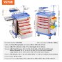 VEVOR 5 Tiers Lab Carts Κινητό ιατρικό καλάθι με 5 συρτάρια & 2 κάδους απορριμμάτων μπλε