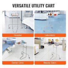 VEVOR Stainless Steel Lab Cart with Single Tray & 2 Silent Wheels for Lab Clinic