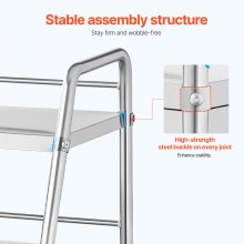 Lab Rolling Cart Dental Lab Serving Cart 3 Tiers Drawer Stainless Steel