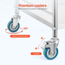 Lab Rolling Cart Dental Lab Serving Cart 3 Tiers Drawer Stainless Steel