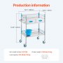 VEVOR Service Cart, 2 Layers Stainless Steel Utility Rolling Cart, Medical Cart with Two Drawers, Dental Utility Cart with Lockable Wheels and A Bucket, Ideal for Laboratory, Hospital, Dental Use