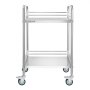 VEVOR Stainless Steel Cart, 2-Tier Rolling Lab Utility Cart with Lockable Wheels, Medical Serving Trolley Clinic Tray, Heavy Duty Mobile Service Storage Tray for Hospital, Restaurant, Kitchen, Salon