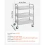 VEVOR Stainless Steel Cart, 3-Tier Rolling Lab Utility Cart with Lockable Wheels, Medical Serving Trolley Clinic Tray, Heavy Duty Mobile Service Storage Tray for Hospital, Restaurant, Kitchen, Salon