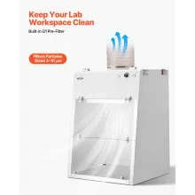 VEVOR Ducted Fume Hood, 22.83 x 25.98 x 24.80 inch Working Area, Lab Fume Hood with LED Light and G1 Pre-Filter, Exhaust Equipment for Laboratory Fume Control and Pharmaceutical Compounding, White