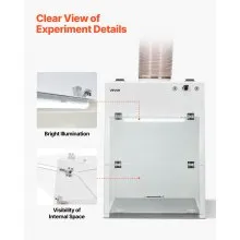 VEVOR Ducted Fume Hood, 22.83 x 25.98 x 24.80 inch Working Area, Lab Fume Hood with LED Light and G1 Pre-Filter, Exhaust Equipment for Laboratory Fume Control and Pharmaceutical Compounding, White