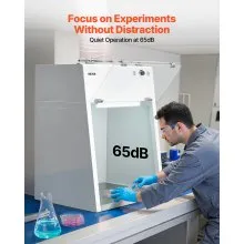 VEVOR Ducted Fume Hood, 22.83 x 25.98 x 24.80 inch Working Area, Lab Fume Hood with LED Light and G1 Pre-Filter, Exhaust Equipment for Laboratory Fume Control and Pharmaceutical Compounding, White