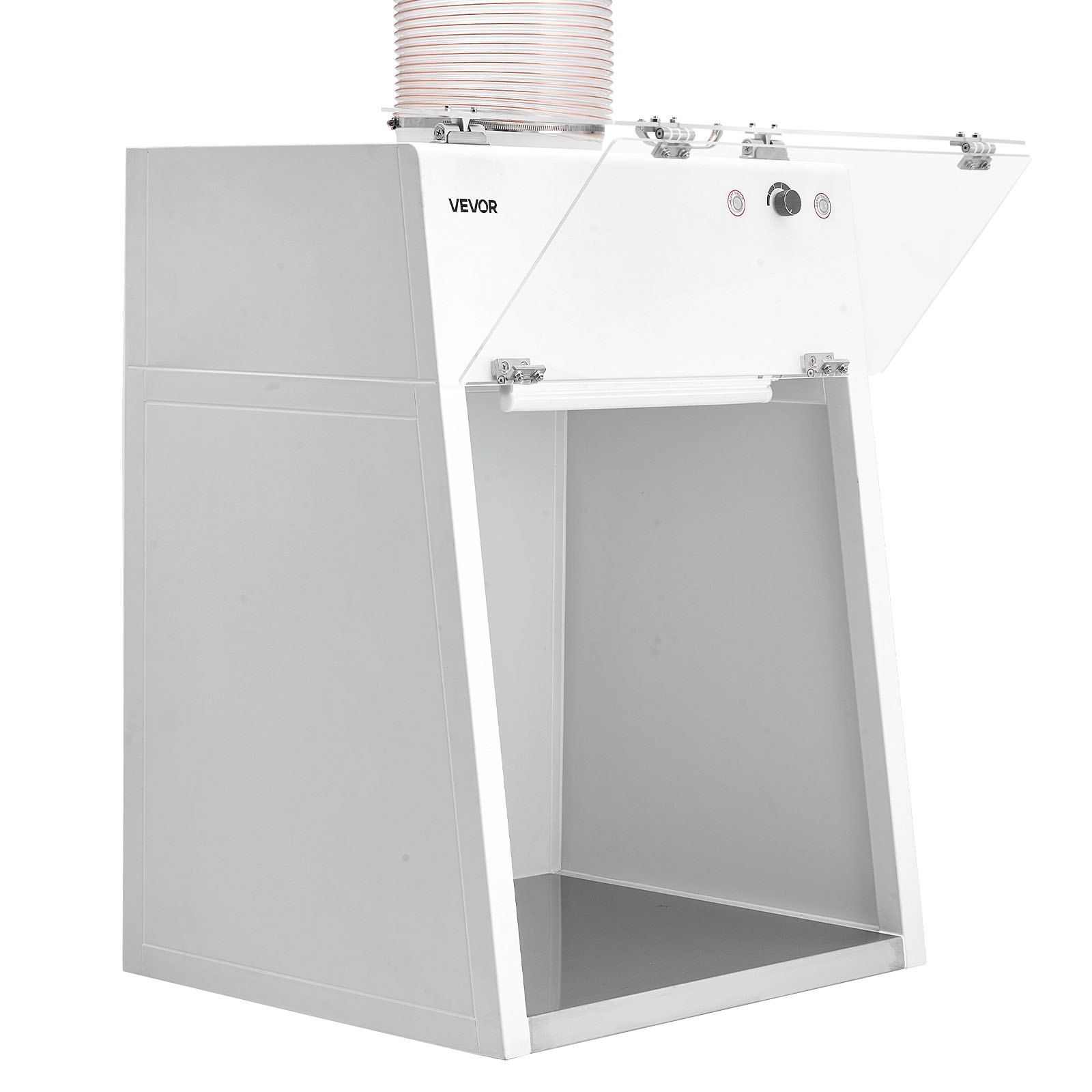 VEVOR Ducted Fume Hood, 22.83 x 25.98 x 24.80 inch Working Area, Lab Fume Hood with LED Light and G1 Pre-Filter, Exhaust Equipment for Laboratory Fume Control and Pharmaceutical Compounding, White