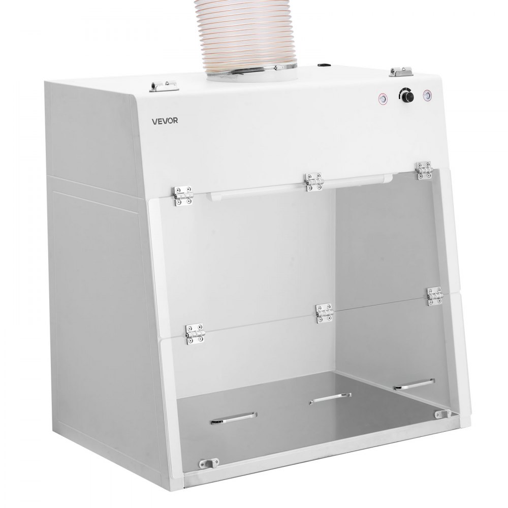 VEVOR Ducted Fume Hood, 23.62 x 31.69 x 27.56 inch Working Area, Lab Fume Hood with LED Light and G1 Pre-Filter, Exhaust Equipment for Laboratory Fume Control and Pharmaceutical Compounding, White