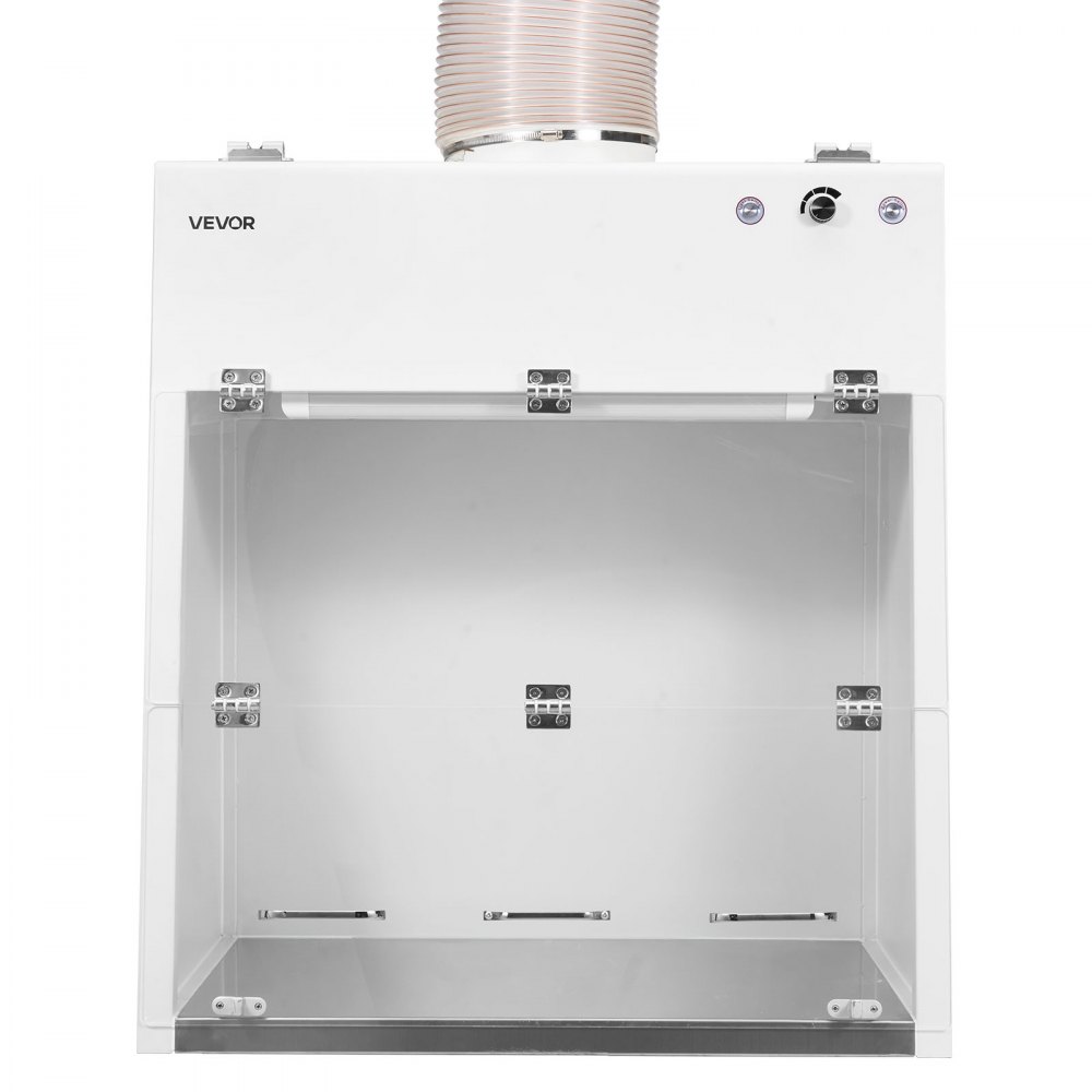 VEVOR Ducted Fume Hood, 23.62 x 31.69 x 27.56 inch Working Area, Lab Fume Hood with LED Light and G1 Pre-Filter, Exhaust Equipment for Laboratory Fume Control and Pharmaceutical Compounding, White