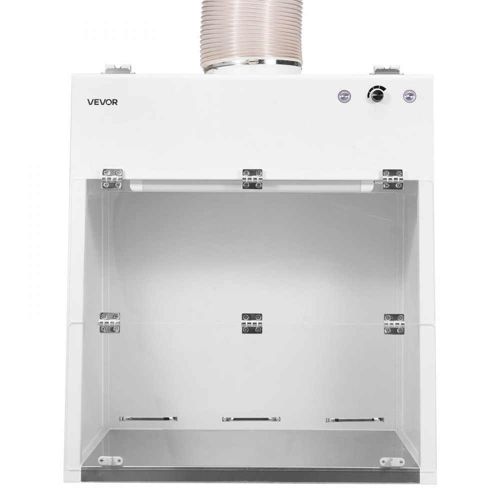 VEVOR Ducted Fume Hood, 23.62 x 31.69 x 27.56 inch Working Area, Lab Fume Hood with LED Light and G1 Pre-Filter, Exhaust Equipment for Laboratory Fume Control and Pharmaceutical Compounding, White