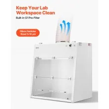 VEVOR Ducted Fume Hood, 23.62 x 31.69 x 27.56 inch Working Area, Lab Fume Hood with LED Light and G1 Pre-Filter, Exhaust Equipment for Laboratory Fume Control and Pharmaceutical Compounding, White