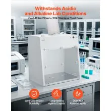 VEVOR Ducted Fume Hood, 23.62 x 31.69 x 27.56 inch Working Area, Lab Fume Hood with LED Light and G1 Pre-Filter, Exhaust Equipment for Laboratory Fume Control and Pharmaceutical Compounding, White