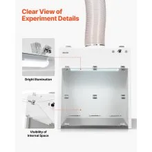 VEVOR Ducted Fume Hood, 23.62 x 31.69 x 27.56 inch Working Area, Lab Fume Hood with LED Light and G1 Pre-Filter, Exhaust Equipment for Laboratory Fume Control and Pharmaceutical Compounding, White