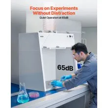 VEVOR Ducted Fume Hood, 23.62 x 31.69 x 27.56 inch Working Area, Lab Fume Hood with LED Light and G1 Pre-Filter, Exhaust Equipment for Laboratory Fume Control and Pharmaceutical Compounding, White