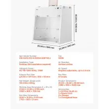 VEVOR Ducted Fume Hood, 23.62 x 31.69 x 27.56 inch Working Area, Lab Fume Hood with LED Light and G1 Pre-Filter, Exhaust Equipment for Laboratory Fume Control and Pharmaceutical Compounding, White