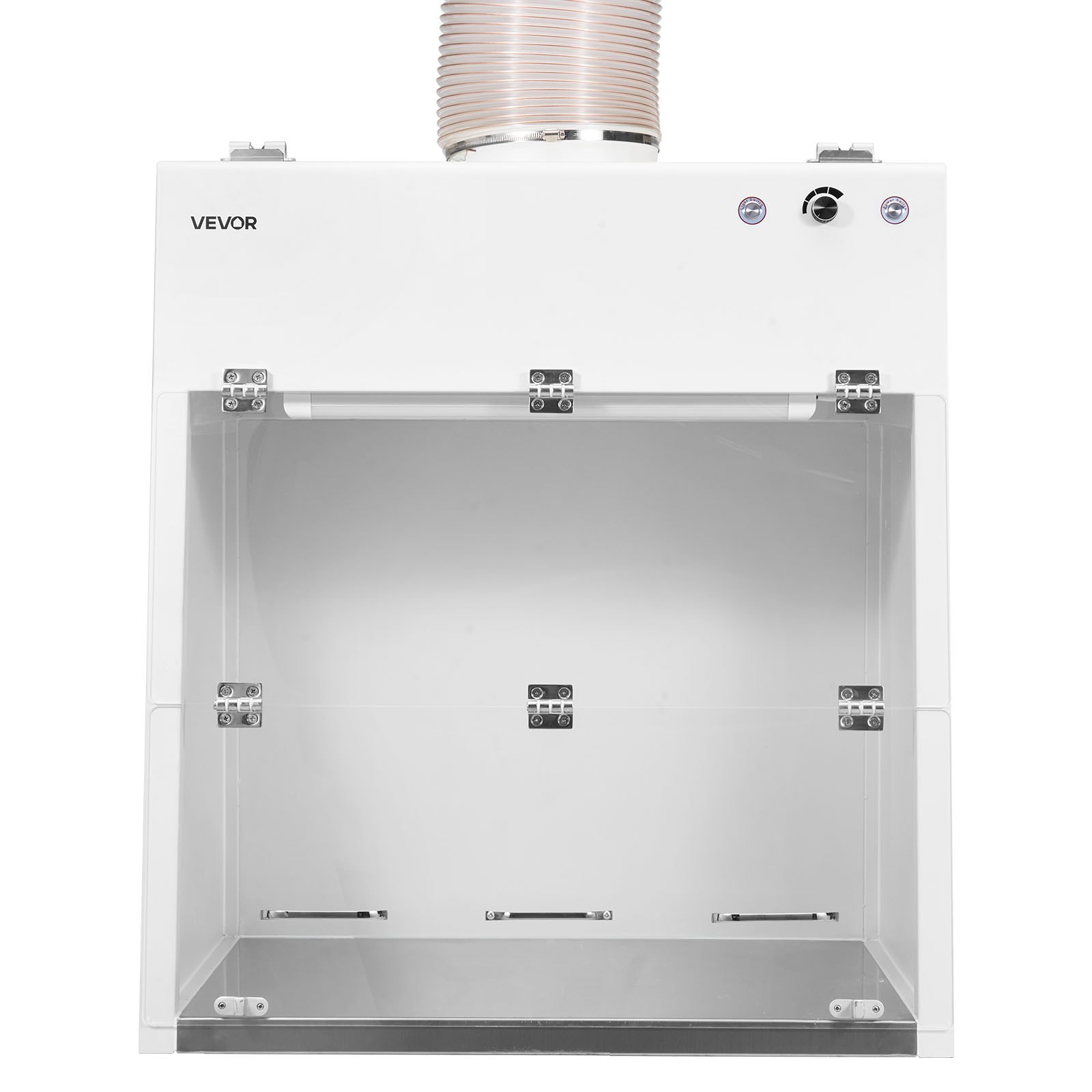 VEVOR Ducted Fume Hood, 23.62 x 31.69 x 27.56 inch Working Area, Lab Fume Hood with LED Light and G1 Pre-Filter, Exhaust Equipment for Laboratory Fume Control and Pharmaceutical Compounding, White