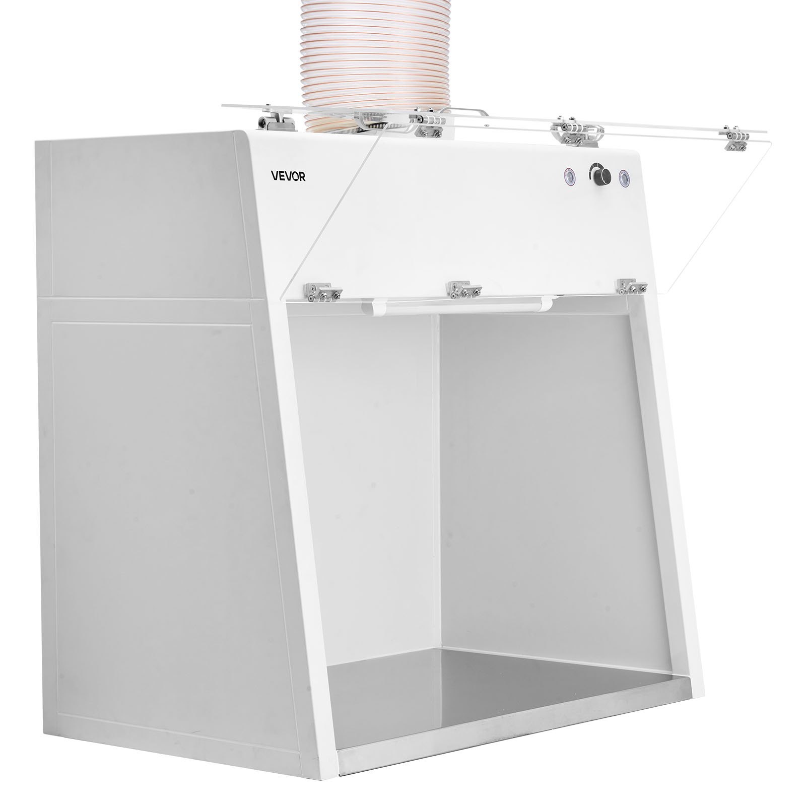 VEVOR Ducted Fume Hood, 23.62 x 31.69 x 27.56 inch Working Area, Lab Fume Hood with LED Light and G1 Pre-Filter, Exhaust Equipment for Laboratory Fume Control and Pharmaceutical Compounding, White