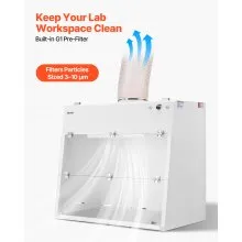 VEVOR Ducted Fume Hood, 19.69 x 41.54 x 27.56 inch Working Area, Lab Fume Hood with LED Light and G1 Pre-Filter, Exhaust Equipment for Laboratory Fume Control and Pharmaceutical Compounding, White